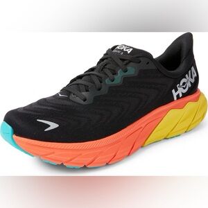 Hoka Arahi 6 Black Sneakers With Yellow, Orange & Turq Soles 
 12.5 Men